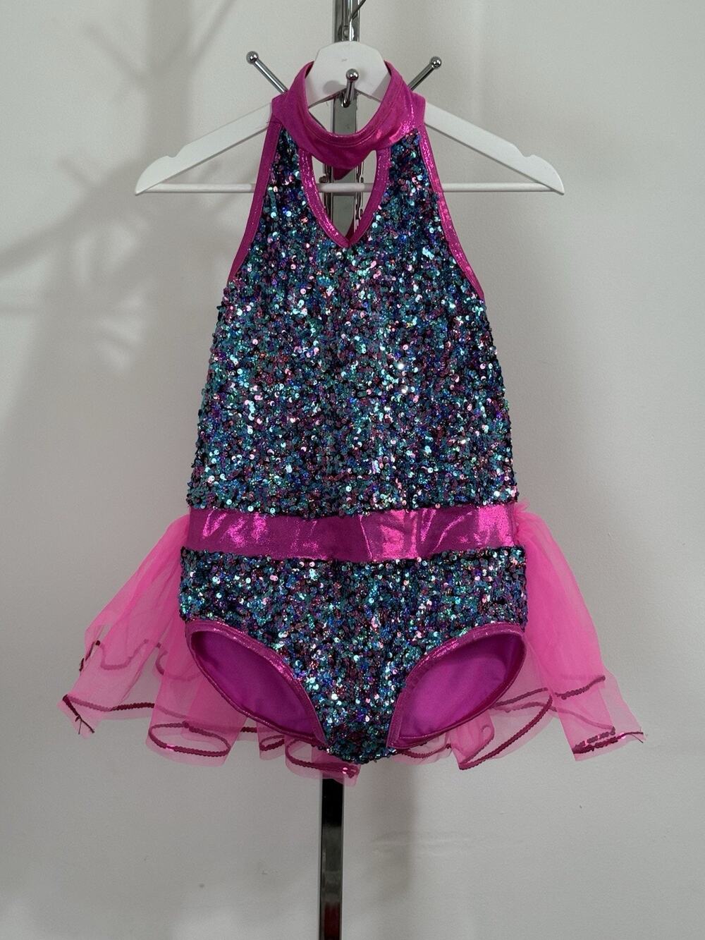 A Wish Come True Girls Size XL Sequin Dance Costume Leotard Tutu Skating